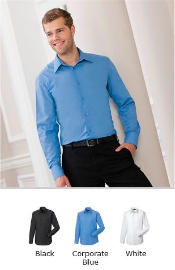 Russell Collection 924M Men's long sleeve Easy Care Tailored Pop  Russell Collection 924M Men's long sleeve Easy Care Tailored Pop